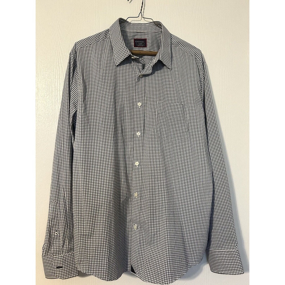 UNTUCKit Shirt Men XLarge Black Check Button Up Long Sleeve Nylon Slim Fit
